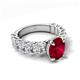 5 - Jamila 5.50 ctw Ruby Oval Shape (9x7 mm) & Lab Grown Diamond Oval Shape (5x3 mm) Hidden Halo Engagement Ring 