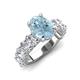 4 - Jamila 4.75 ctw Aquamarine Oval Shape (9x7 mm) & Lab Grown Diamond Oval Shape (5x3 mm) Hidden Halo Engagement Ring 