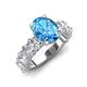 4 - Jamila 5.40 ctw Blue Topaz Oval Shape (9x7 mm) & Lab Grown Diamond Oval Shape (5x3 mm) Hidden Halo Engagement Ring 