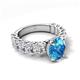5 - Jamila 5.40 ctw Blue Topaz Oval Shape (9x7 mm) & Lab Grown Diamond Oval Shape (5x3 mm) Hidden Halo Engagement Ring 