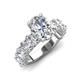 4 - Jamila 4.90 ctw Moissanite Oval Shape (9x7 mm) & Lab Grown Diamond Oval Shape (5x3 mm) Hidden Halo Engagement Ring 