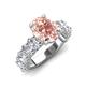 4 - Jamila 4.61 ctw Morganite Oval Shape (9x7 mm) & Lab Grown Diamond Oval Shape (5x3 mm) Hidden Halo Engagement Ring 