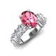 4 - Jamila 5.10 ctw Pink Tourmaline Oval Shape (9x7 mm) & Lab Grown Diamond Oval Shape (5x3 mm) Hidden Halo Engagement Ring 