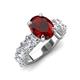 4 - Jamila 5.20 ctw Red Garnet Oval Shape (9x7 mm) & Lab Grown Diamond Oval Shape (5x3 mm) Hidden Halo Engagement Ring 