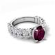 5 - Jamila 5.30 ctw Rhodolite Garnet Oval Shape (9x7 mm) & Lab Grown Diamond Oval Shape (5x3 mm) Hidden Halo Engagement Ring 