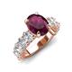 4 - Jamila 5.30 ctw Rhodolite Garnet Oval Shape (9x7 mm) & Lab Grown Diamond Oval Shape (5x3 mm) Hidden Halo Engagement Ring 