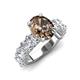 4 - Jamila 4.75 ctw Smoky Quartz Oval Shape (9x7 mm) & Lab Grown Diamond Oval Shape (5x3 mm) Hidden Halo Engagement Ring 