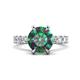 1 - Zariya 3.76 ctw Center Round Lab Created Alexandrite with Side Lab Grown Diamond Solitaire Plus Engagement Ring 