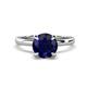 1 - Abena 1.21 ctw Blue Sapphire (6.00 mm) with Prong Studded Side Natural Diamond Solitaire Plus Engagement Ring 