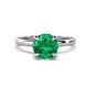 1 - Abena 0.86 ctw Emerald (6.00 mm) with Prong Studded Side Natural Diamond Solitaire Plus Engagement Ring 
