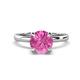 1 - Abena 1.16 ctw Pink Sapphire (6.00 mm) with Prong Studded Side Natural Diamond Solitaire Plus Engagement Ring 
