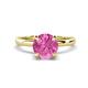 1 - Abena 1.16 ctw Pink Sapphire (6.00 mm) with Prong Studded Side Natural Diamond Solitaire Plus Engagement Ring 