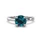 1 - Abena 1.06 ctw Blue Diamond (6.50 mm) with Prong Studded Side Natural Diamond Solitaire Plus Engagement Ring 