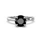 1 - Abena 1.56 ctw Black Diamond (6.50 mm) with Prong Studded Side Natural Diamond Solitaire Plus Engagement Ring 