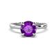 1 - Abena 0.93 ctw Amethyst (6.50 mm) with Prong Studded Side Natural Diamond Solitaire Plus Engagement Ring 