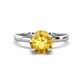 1 - Abena 0.93 ctw Citrine (6.50 mm) with Prong Studded Side Natural Diamond Solitaire Plus Engagement Ring 