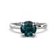 1 - Abena 1.01 ctw London Blue Topaz (6.50 mm) with Prong Studded Side Natural Diamond Solitaire Plus Engagement Ring 