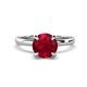 1 - Abena 1.01 ctw Ruby (6.00 mm) with Prong Studded Side Natural Diamond Solitaire Plus Engagement Ring 