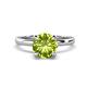 1 - Abena 1.16 ctw Peridot (6.50 mm) with Prong Studded Side Natural Diamond Solitaire Plus Engagement Ring 