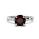 1 - Abena 1.11 ctw Red Garnet (6.50 mm) with Prong Studded Side Natural Diamond Solitaire Plus Engagement Ring 