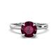 1 - Abena 1.06 ctw Rhodolite Garnet (6.50 mm) with Prong Studded Side Natural Diamond Solitaire Plus Engagement Ring 