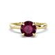 1 - Abena 1.06 ctw Rhodolite Garnet (6.50 mm) with Prong Studded Side Natural Diamond Solitaire Plus Engagement Ring 