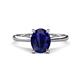 1 - Zaire 2.61 ctw Blue Sapphire Oval Shape (9x7 mm) accented side Natural Diamond Hidden Halo Engagement Ring 