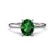 1 - Zaire 1.76 ctw Created Emerald Oval Shape (9x7 mm) accented side Natural Diamond Hidden Halo Engagement Ring 