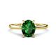 1 - Zaire 1.76 ctw Created Emerald Oval Shape (9x7 mm) accented side Natural Diamond Hidden Halo Engagement Ring 