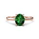 1 - Zaire 1.76 ctw Created Emerald Oval Shape (9x7 mm) accented side Natural Diamond Hidden Halo Engagement Ring 