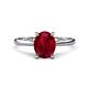 1 - Zaire 2.61 ctw Created Ruby Oval Shape (9x7 mm) accented side Natural Diamond Hidden Halo Engagement Ring 