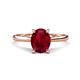 1 - Zaire 2.61 ctw Created Ruby Oval Shape (9x7 mm) accented side Natural Diamond Hidden Halo Engagement Ring 