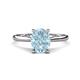 1 - Zaire 1.86 ctw Aquamarine Oval Shape (9x7 mm) accented side Natural Diamond Hidden Halo Engagement Ring 
