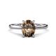 1 - Zaire 1.86 ctw Smoky Quartz Oval Shape (9x7 mm) accented side Natural Diamond Hidden Halo Engagement Ring 