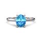 1 - Zaire 2.51 ctw Blue Topaz Oval Shape (9x7 mm) accented side Natural Diamond Hidden Halo Engagement Ring 