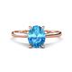 1 - Zaire 2.51 ctw Blue Topaz Oval Shape (9x7 mm) accented side Natural Diamond Hidden Halo Engagement Ring 