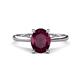 1 - Zaire 2.41 ctw Rhodolite Garnet Oval Shape (9x7 mm) accented side Natural Diamond Hidden Halo Engagement Ring 