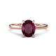 1 - Zaire 2.41 ctw Rhodolite Garnet Oval Shape (9x7 mm) accented side Natural Diamond Hidden Halo Engagement Ring 