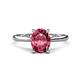 1 - Zaire 2.21 ctw Pink Tourmaline Oval Shape (9x7 mm) accented side Natural Diamond Hidden Halo Engagement Ring 