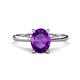 1 - Zaire 1.81 ctw Amethyst Oval Shape (9x7 mm) accented side Natural Diamond Hidden Halo Engagement Ring 