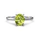 1 - Zaire 2.11 ctw Peridot Oval Shape (9x7 mm) accented side Natural Diamond Hidden Halo Engagement Ring 