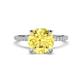 1 - Aisha 3.10 Ctw (8.00 mm) Round Created Yellow Sapphire with side Lab Grown Diamond Hidden Halo Engagement ring