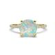 1 - Aisha 1.75 Ctw (8.00 mm) Round Opal with side Lab Grown Diamond Hidden Halo Engagement ring