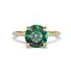 1 - Aisha 2.61 Ctw (8.00 mm) Round Created Alexandrite with side Lab Grown Diamond Hidden Halo Engagement ring