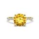 1 - Aisha 2.25 Ctw (8.00 mm) Round Citrine with side Lab Grown Diamond Hidden Halo Engagement ring