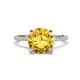 1 - Aisha 2.25 Ctw (8.00 mm) Round Citrine with side Lab Grown Diamond Hidden Halo Engagement ring