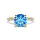 1 - Aisha 2.35 Ctw (8.00 mm) Round Blue Topaz with side Lab Grown Diamond Hidden Halo Engagement ring