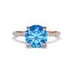 1 - Aisha 2.35 Ctw (8.00 mm) Round Blue Topaz with side Lab Grown Diamond Hidden Halo Engagement ring