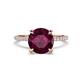 1 - Aisha 2.61 Ctw (8.00 mm) Round Rhodolite Garnet with side Lab Grown Diamond Hidden Halo Engagement ring