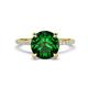 1 - Aisha 2.10 Ctw (8.00 mm) Round Created Emerald with side Lab Grown Diamond Hidden Halo Engagement ring